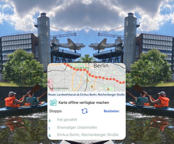 Landwehrkanal in Berlin mit gespiegelten Booten